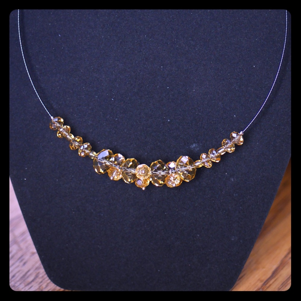 Yellow Crystal bead wire necklace NWOT
